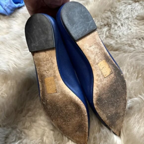 Christian Dior Blue Leather Flats With Pointed Metal Cap Toe size 39 - Picture 8 of 8